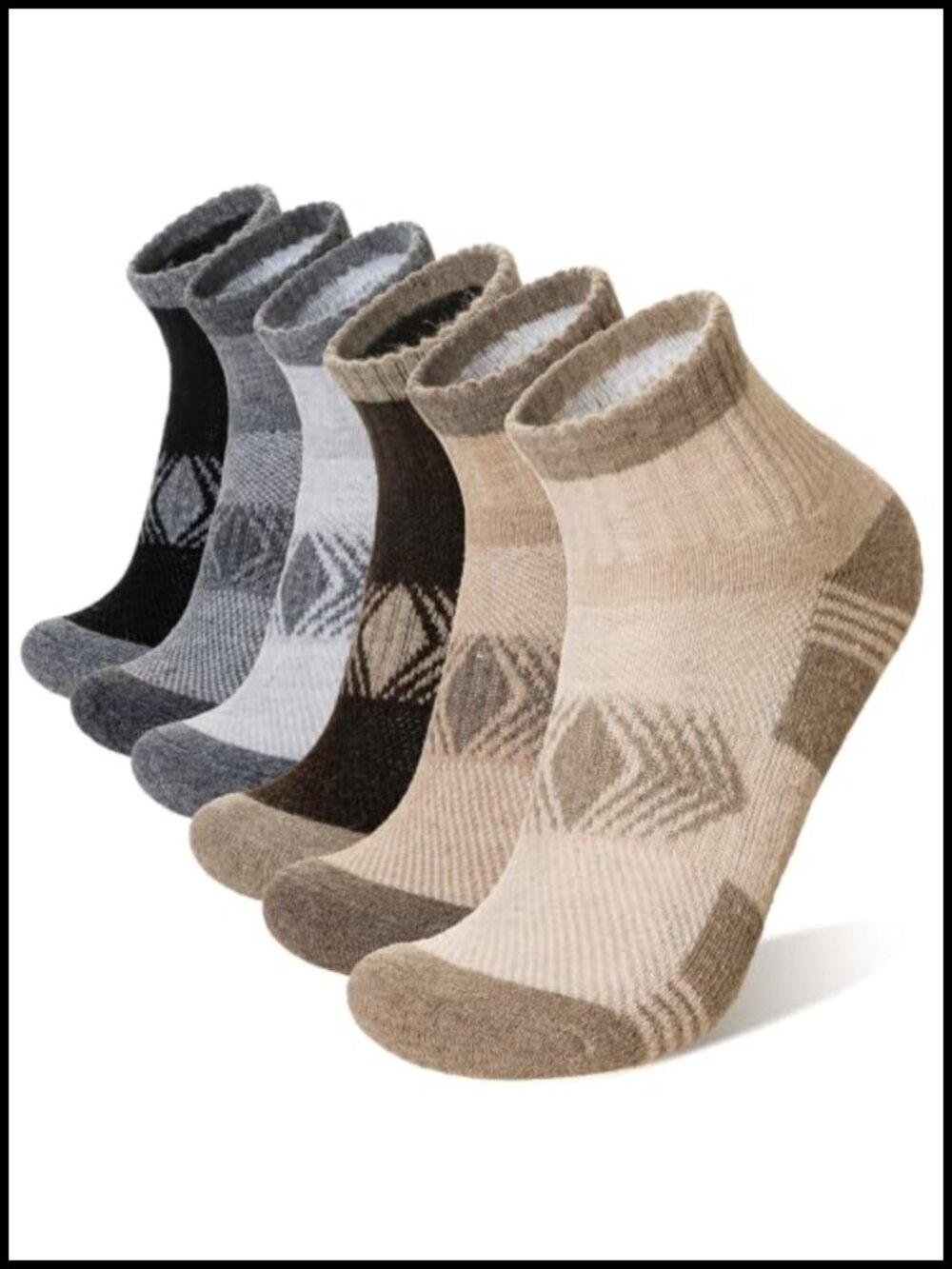 Merino Wool Quarter Ankle Hiking Running Socks Cushion Compression 6 Pairs